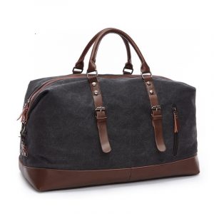 Deluxe Canvas and Leather Overnight Bag