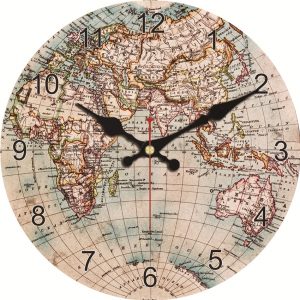Vintage-Styled Map-Themed Wall Clock