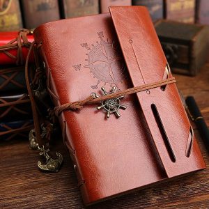 Retro-style leather-look travel journal