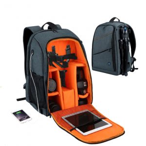 Waterproof Shockproof Heavy-Duty Camera Backpack with Multiple Compartments and Dividers